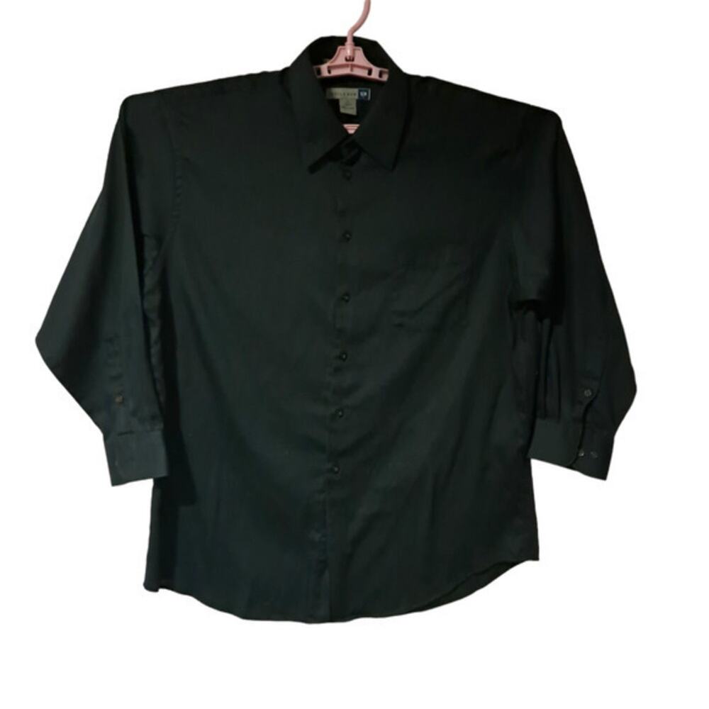 Savile Row Mens Long Sleeve Button up Dress‎ Shirt Black Size 17/32-33